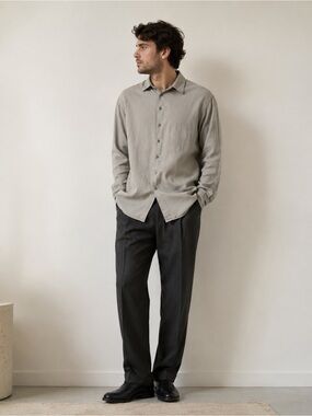 Pronto Uomo Light Beige Linen Shirt classic neutral sz large summer